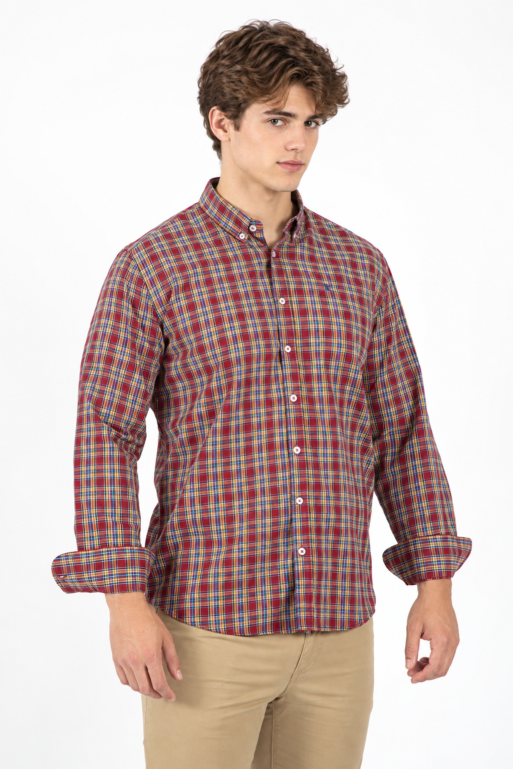 Camisa cuadros Granate.