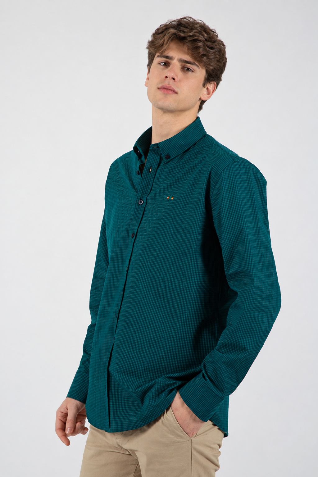 Dark green gingham shirt