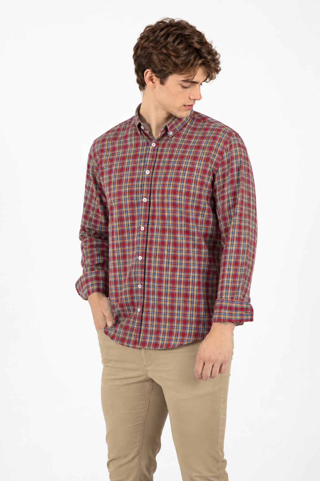 Camisa cuadros Granate.