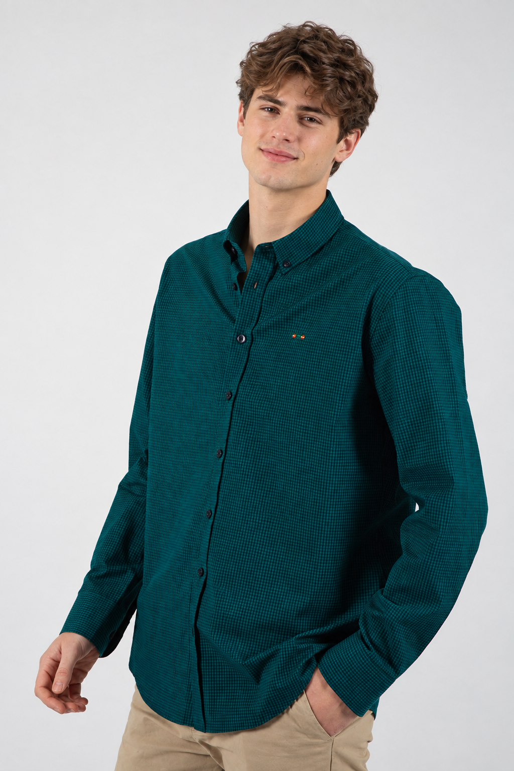Dark green gingham shirt