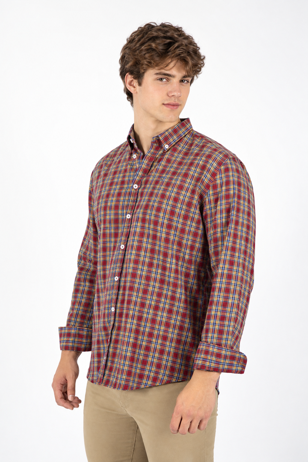 Camisa cuadros Granate.