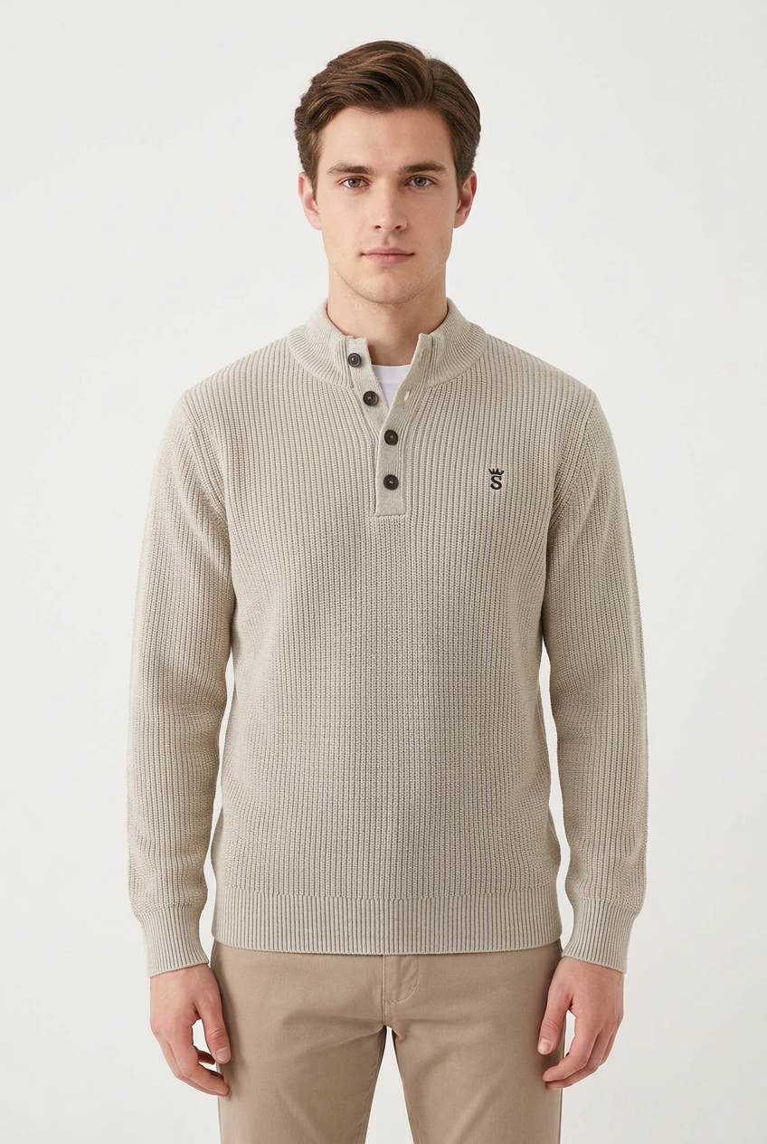 Jersey crudo con el mismo modelo joven y detalle de la S en el pecho