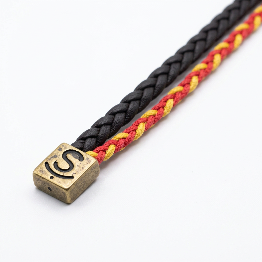 Pulsera extendida con detalle del trenzado