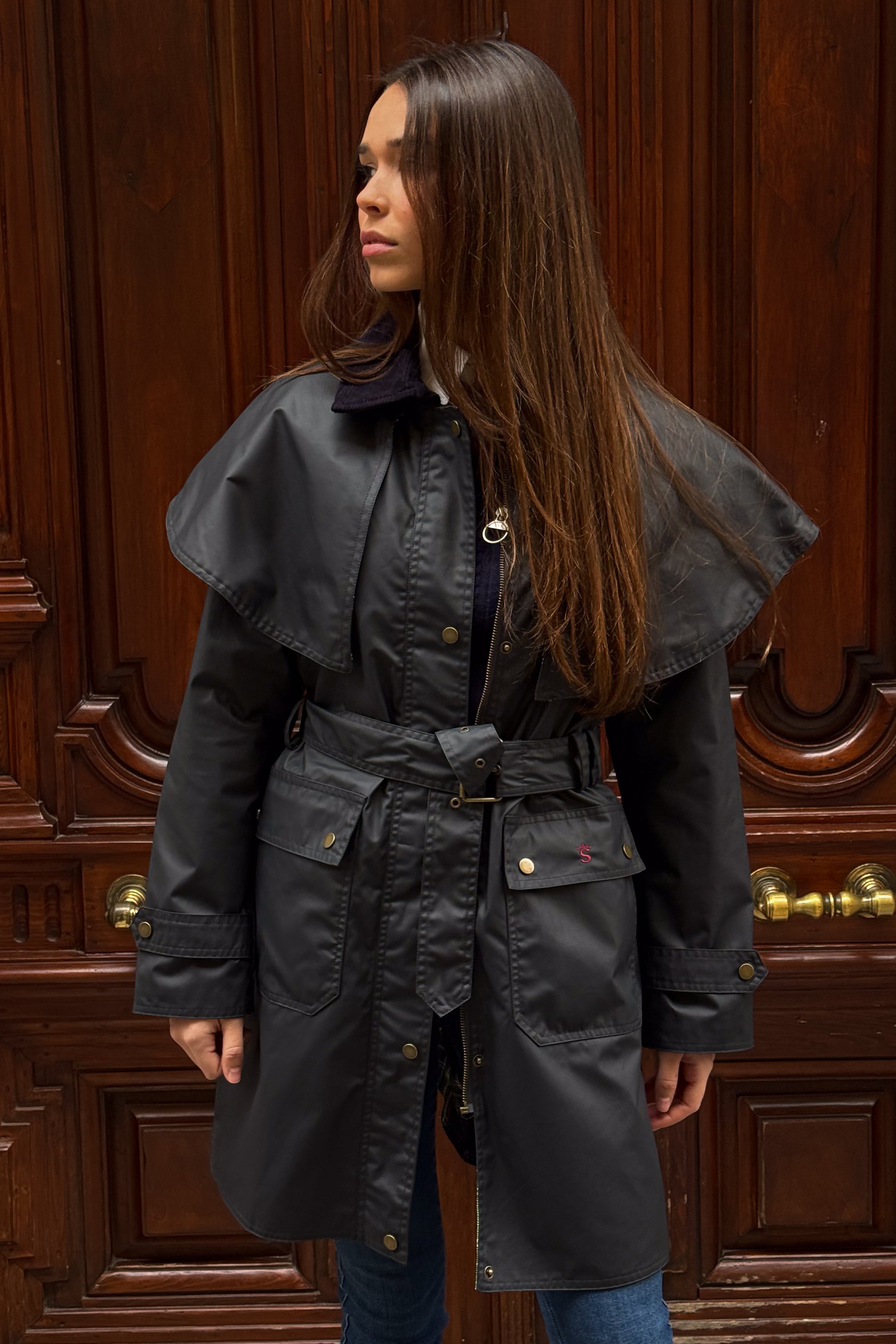 Parka Tipo Encerada Capa Marino