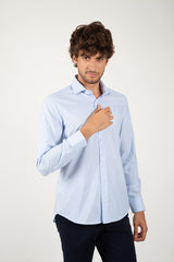 Chemise col italien bleu clair