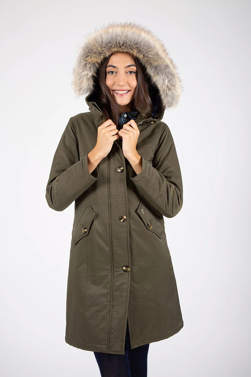 Parka en gabardine matelassée verte