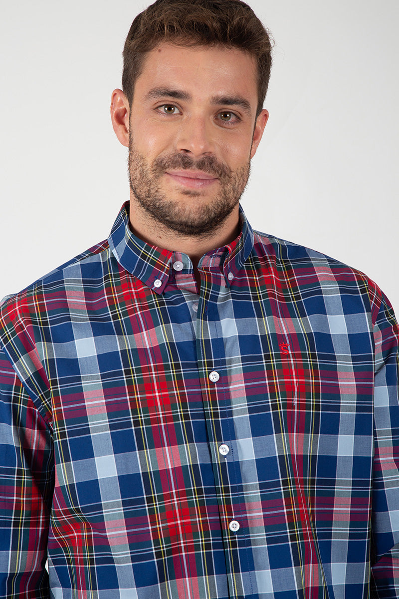 Blue and Red Checkered Shirt