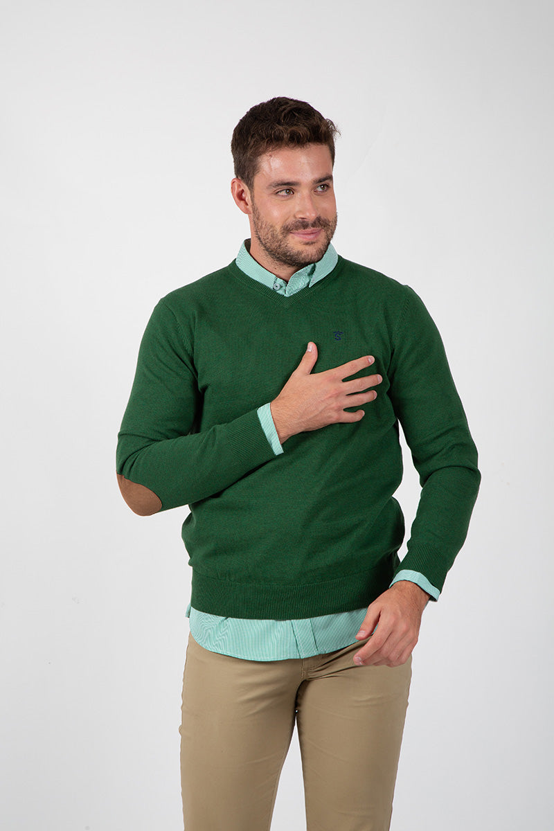 Jersey Cuello Pico con Coderas Verde