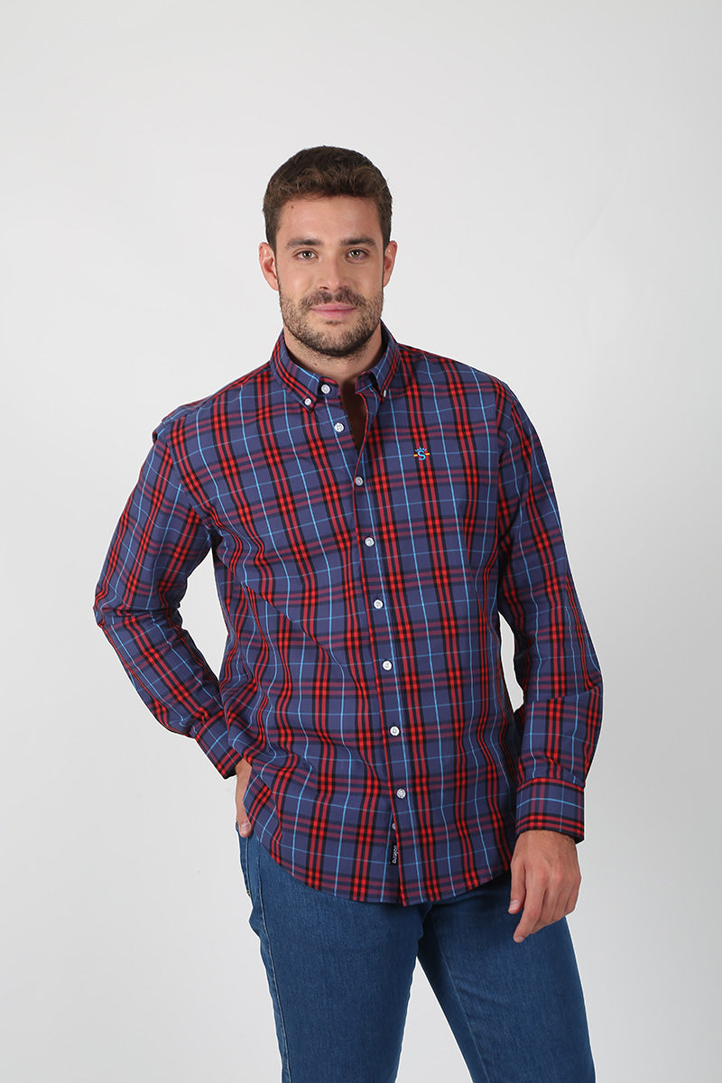 Camisa Cuadros Azul Y Rojo