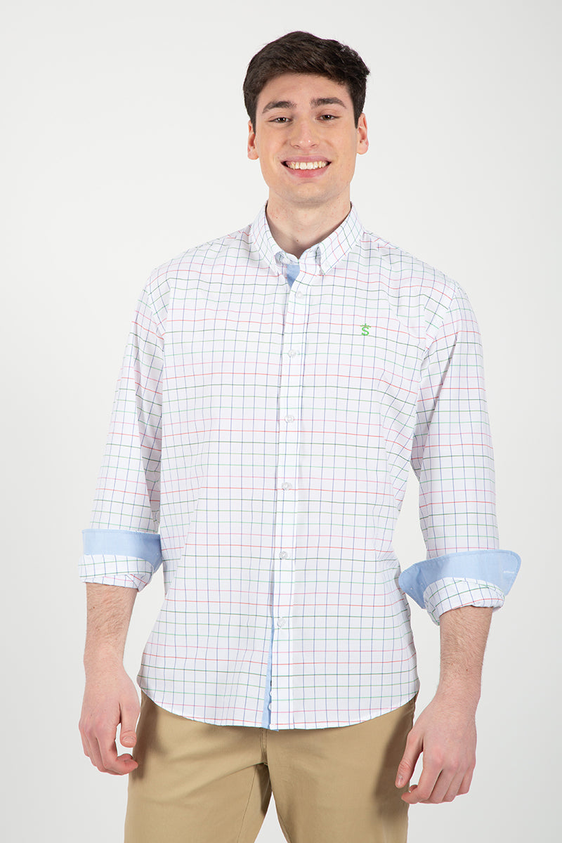Camisa blanca cuadros