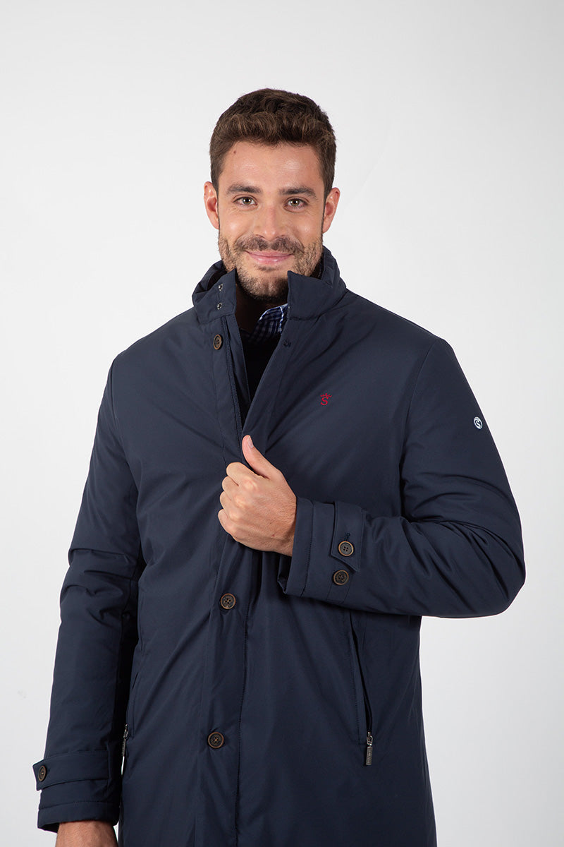 Parka Trench Abotonado Marino
