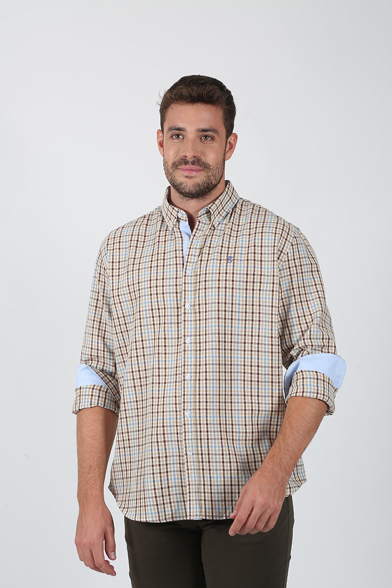 Camisa Cuadros Tostada