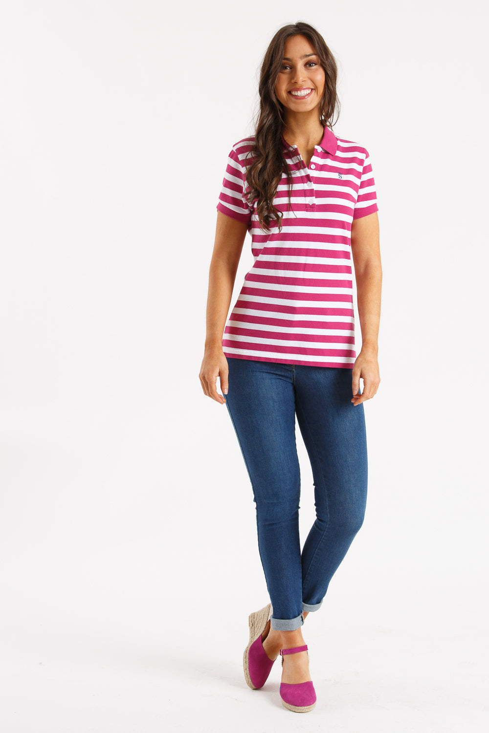 Polo Rayas Fucsia