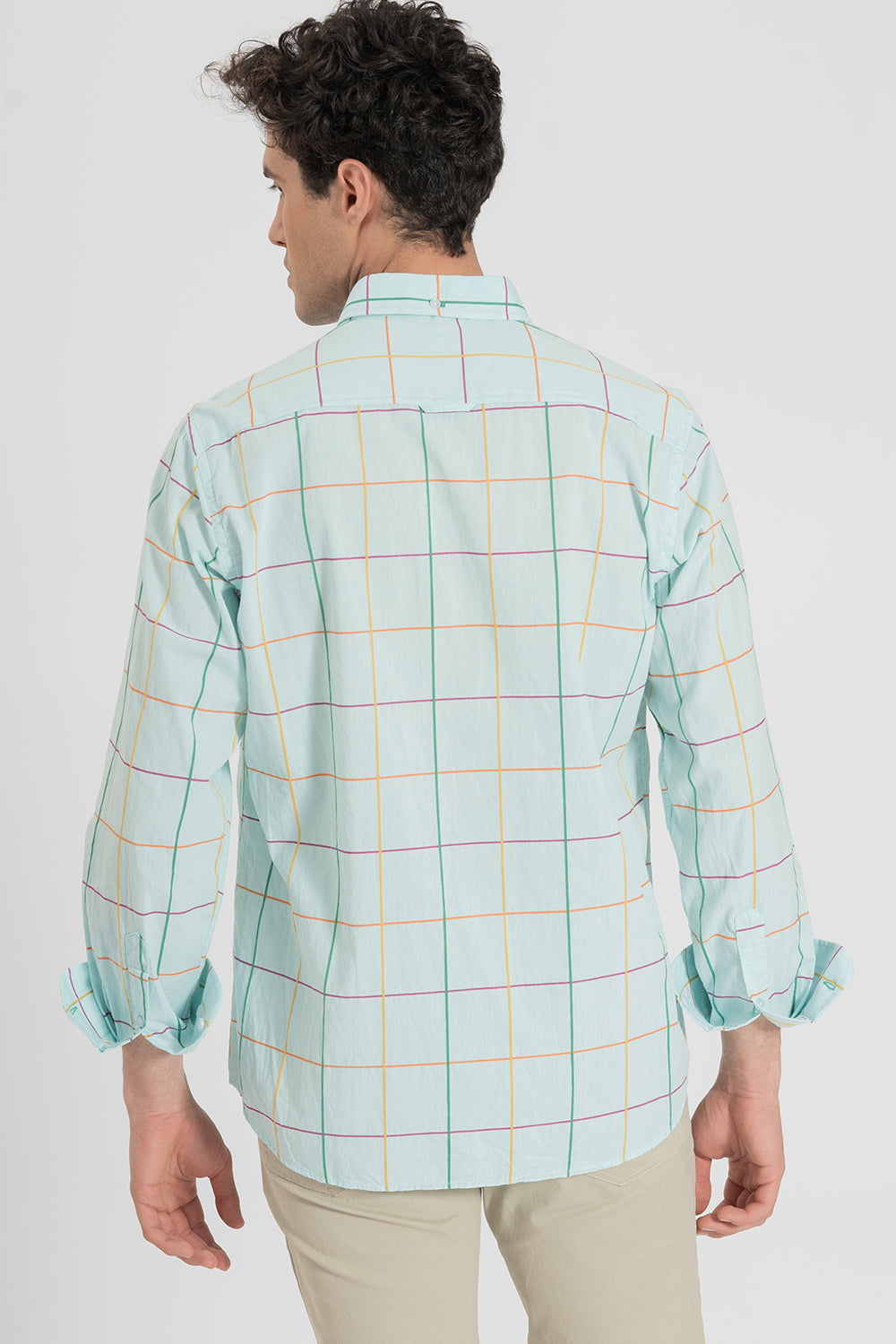 Camisa Cuadros Verde Agua