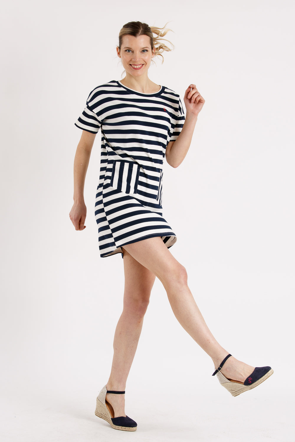Vestido listrado marinho