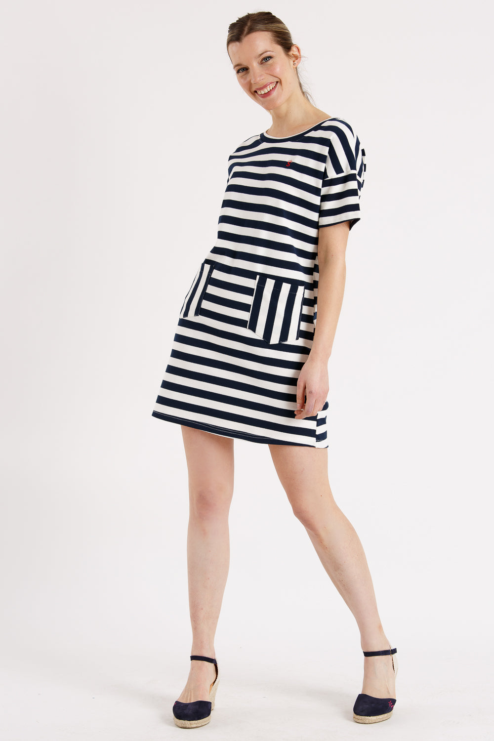 Vestido listrado marinho
