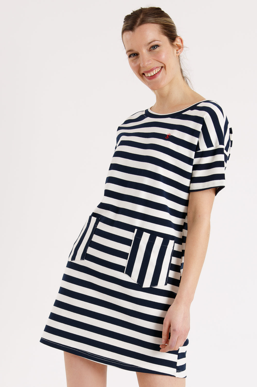 Vestido listrado marinho