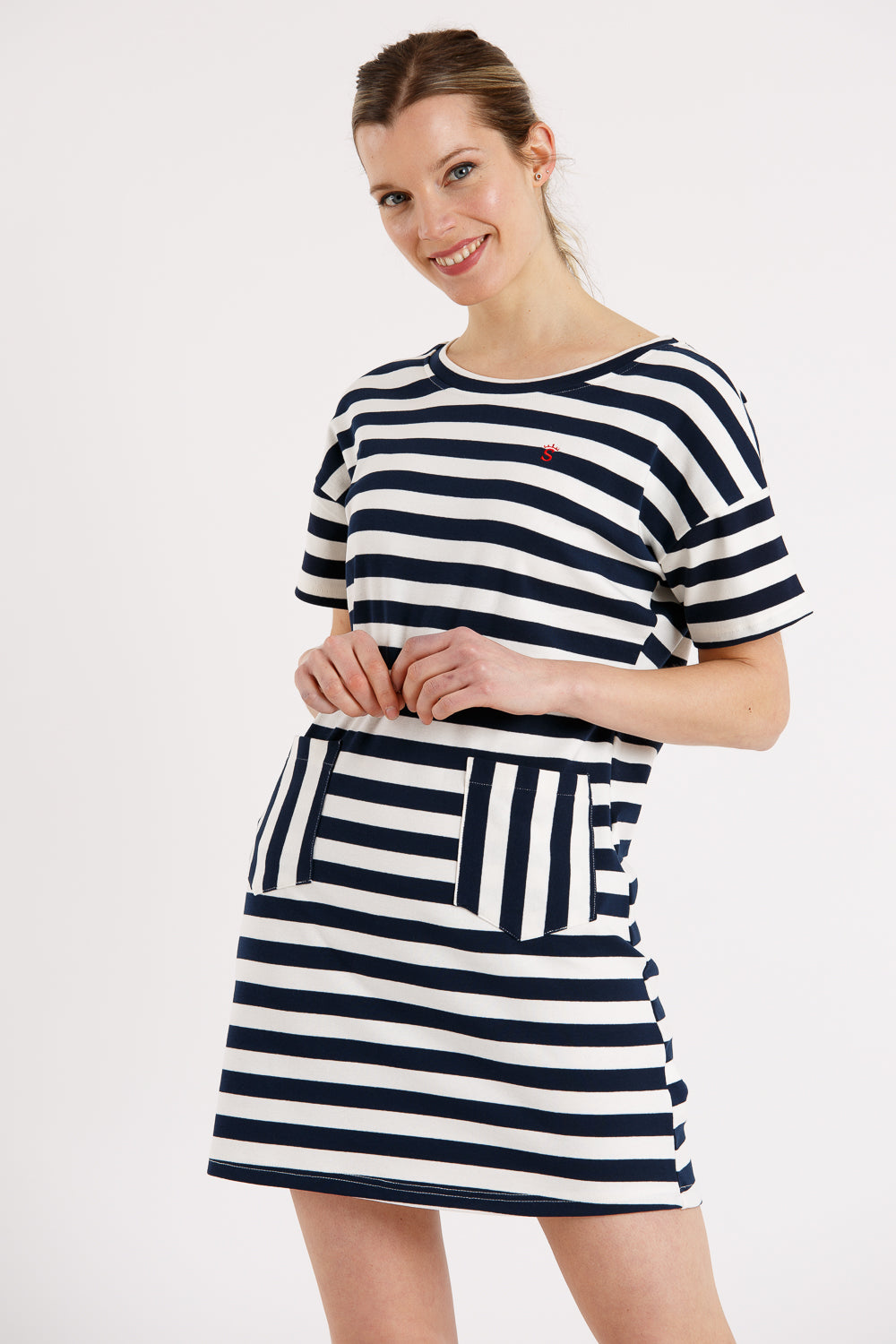 Vestido listrado marinho