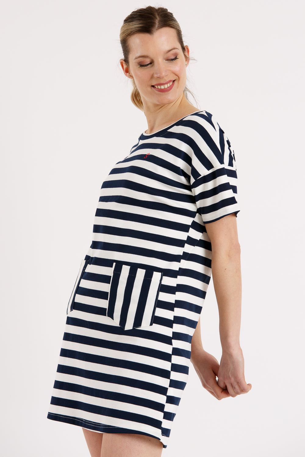 Vestido listrado marinho