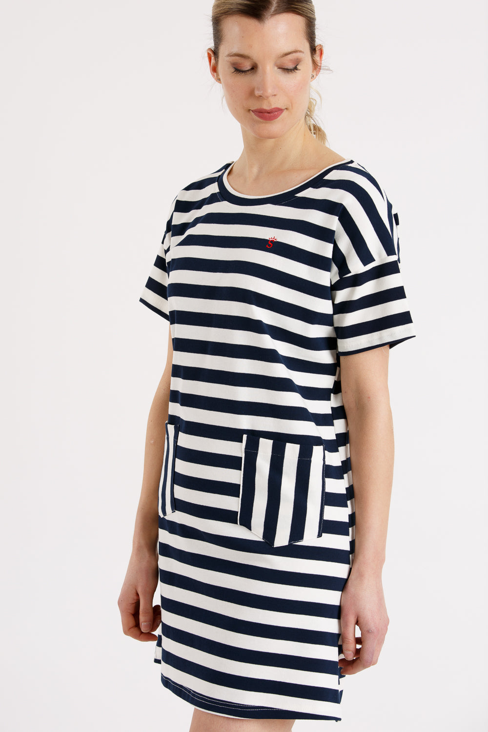 Vestido listrado marinho