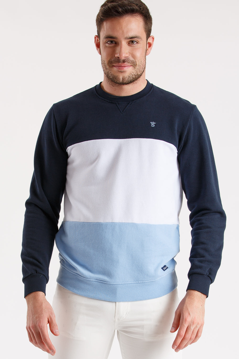 Sudadera tricolor marino