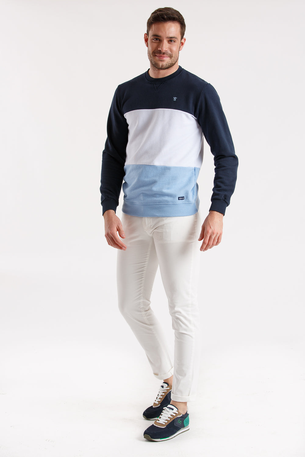 Sudadera tricolor marino