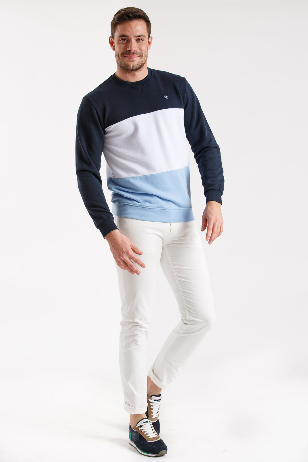 Sudadera tricolor marino