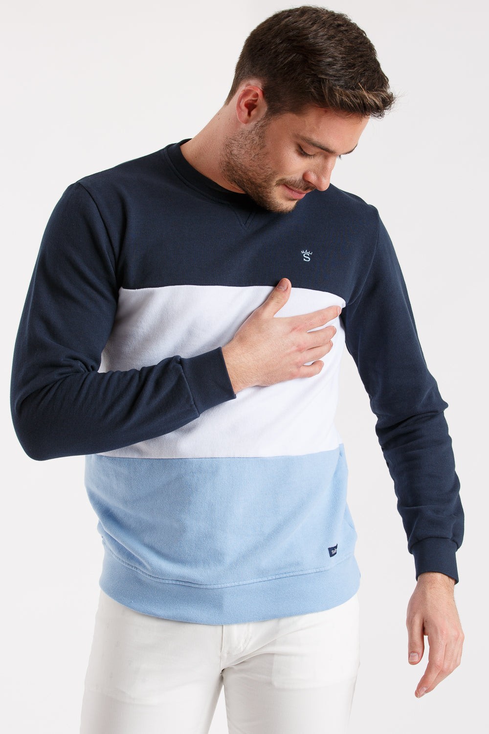 Sudadera tricolor marino