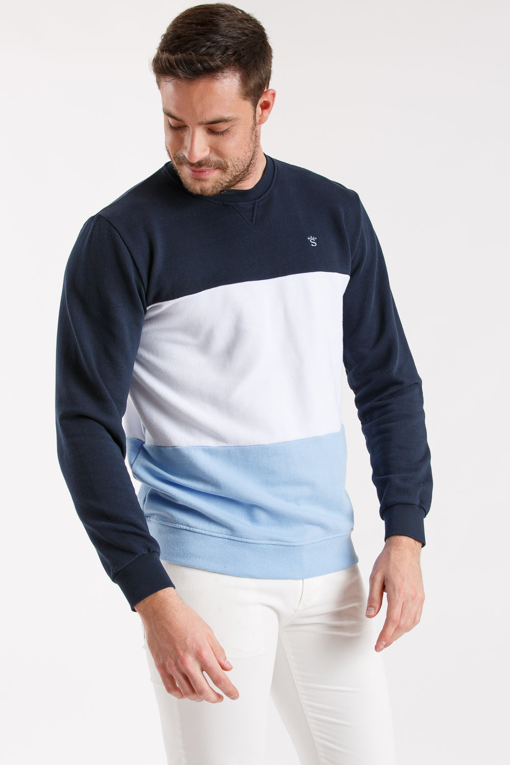 Sudadera tricolor marino