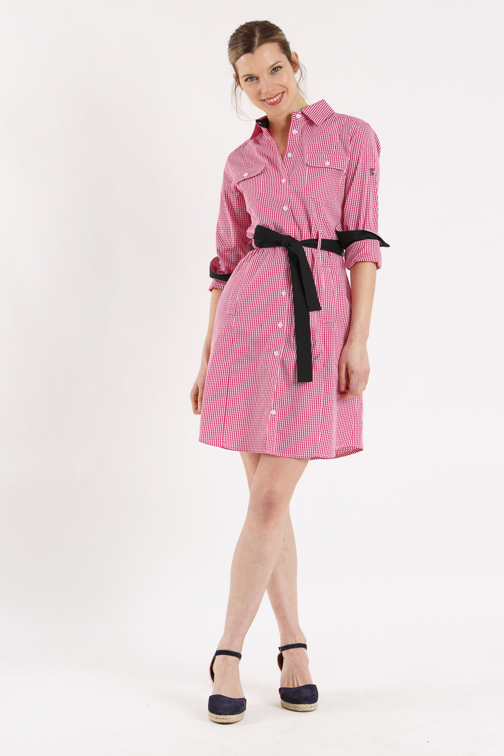 Vestido cuadro fuxia