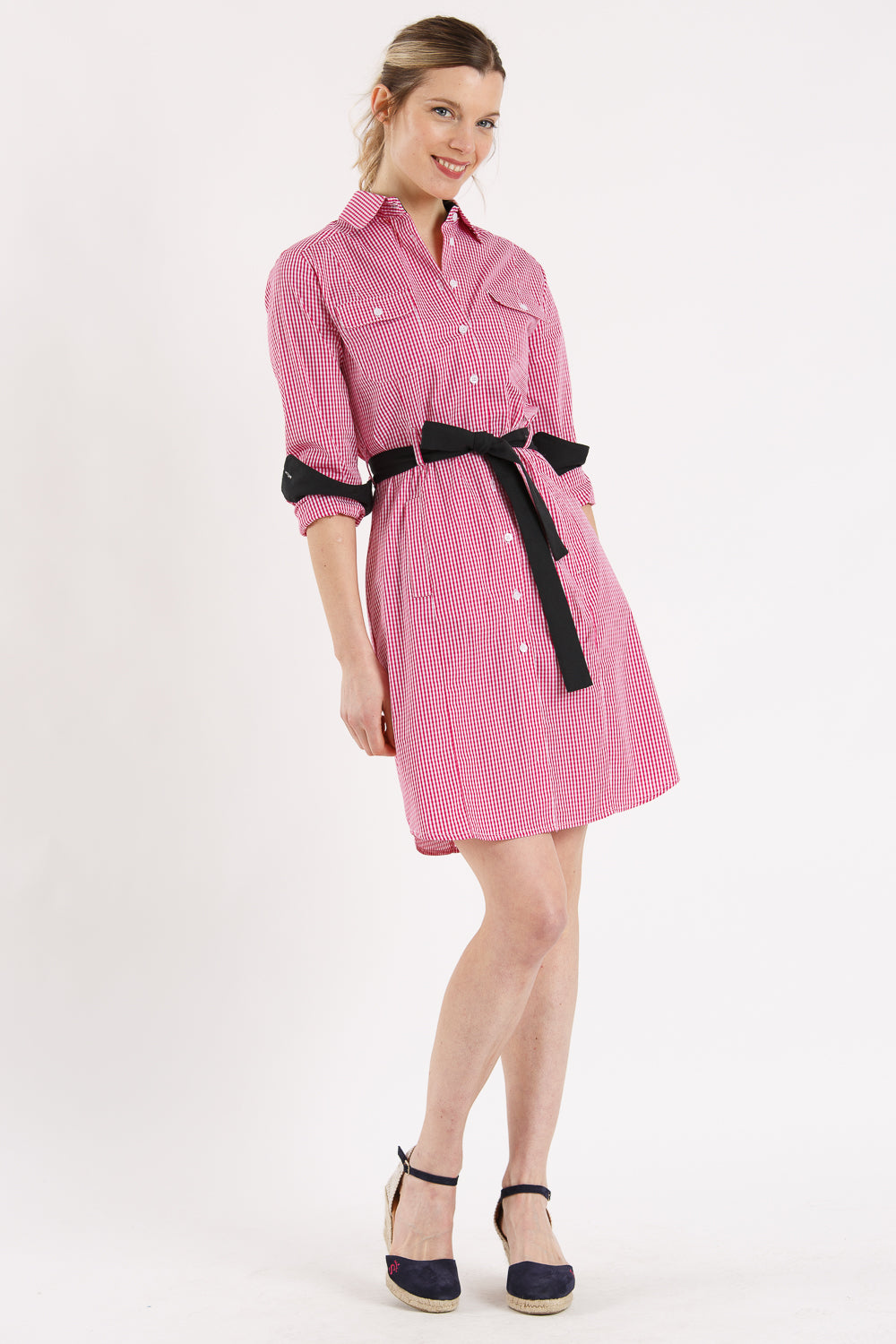 Vestido cuadro fuxia