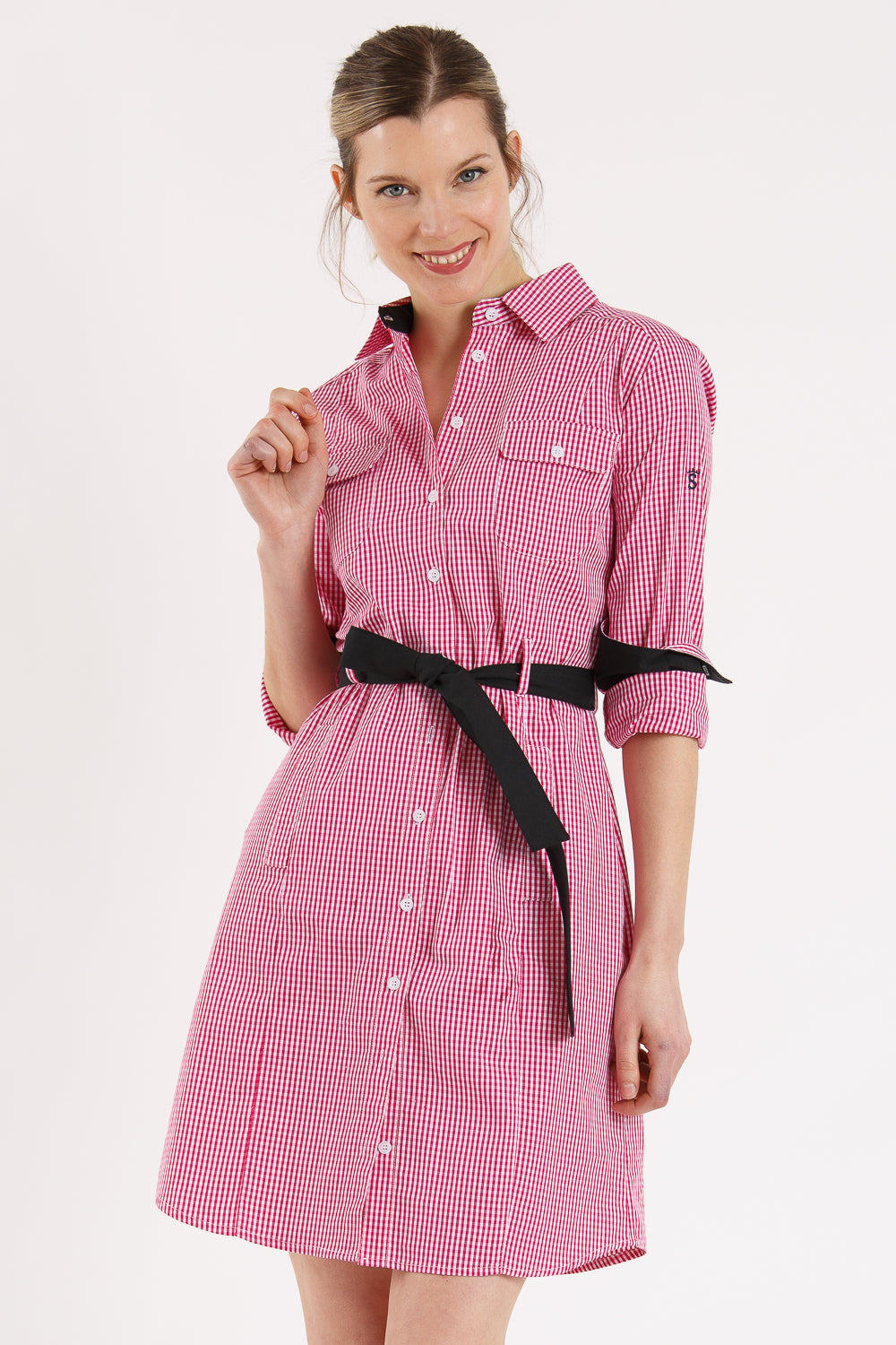 Vestido cuadro fuxia