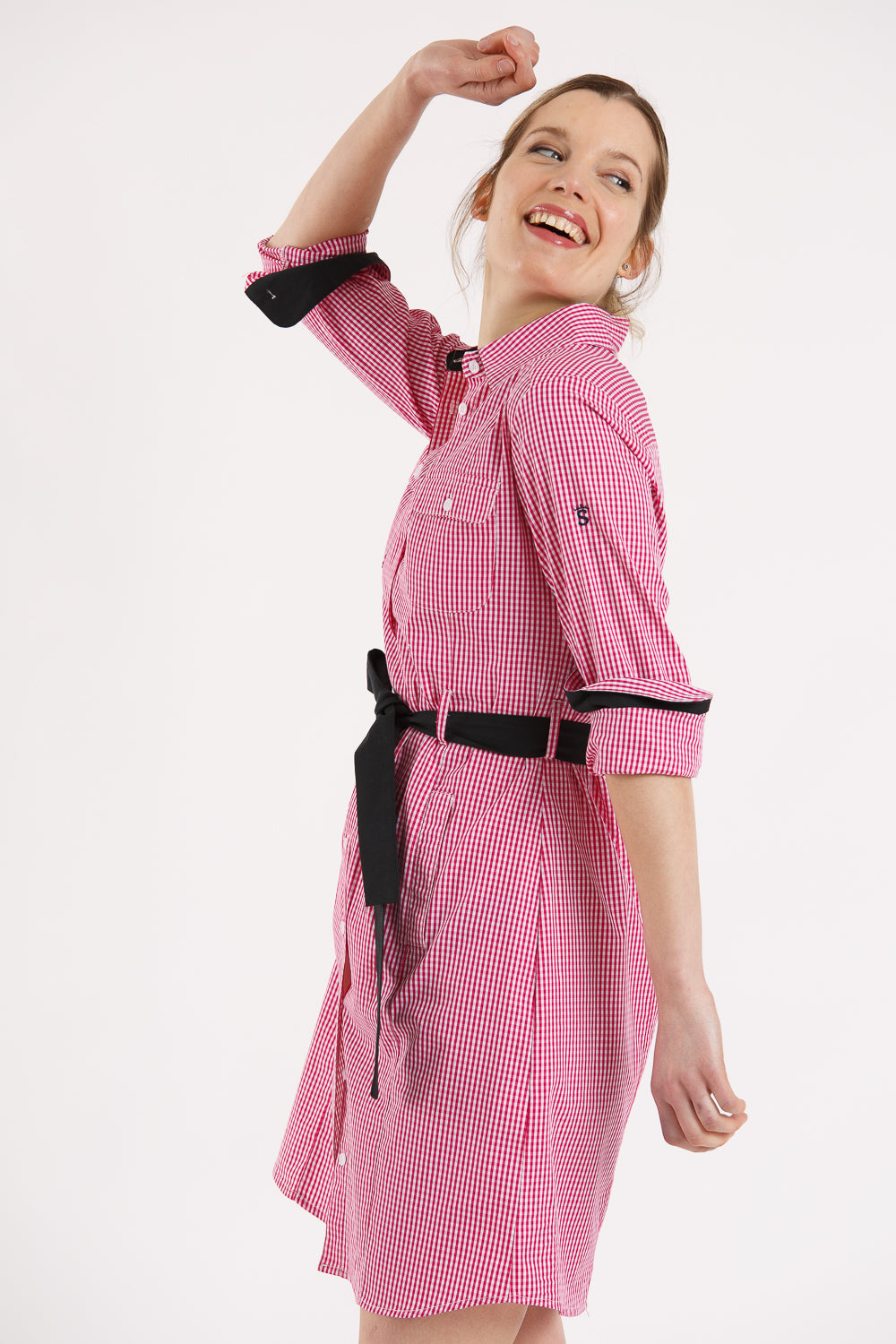 Vestido cuadro fuxia