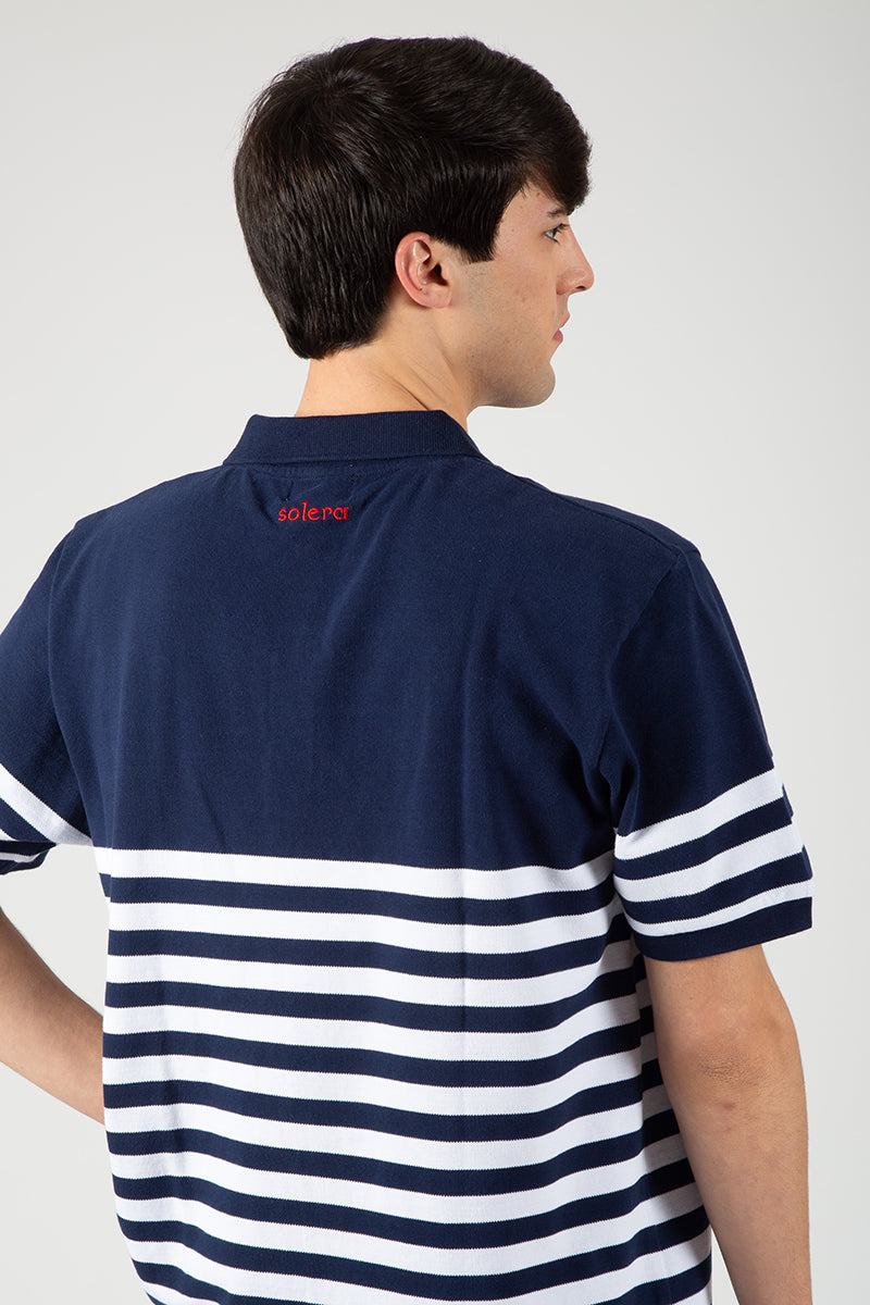 Polo rayas marino