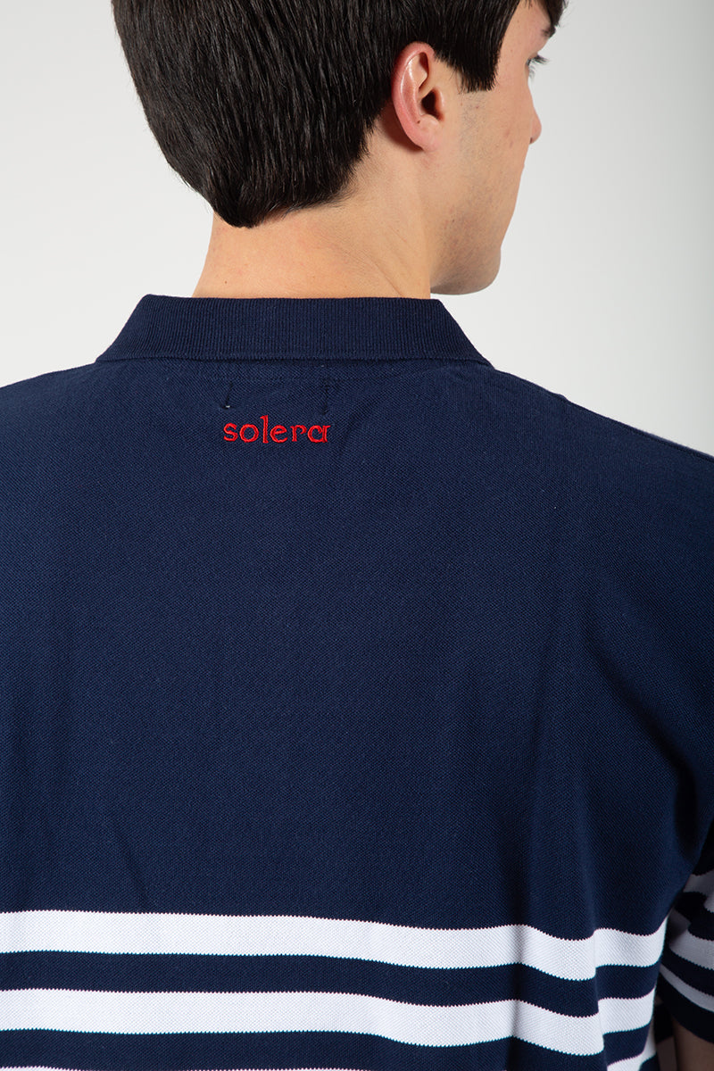 Polo rayas marino