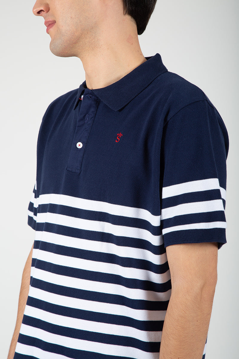 Polo rayas marino