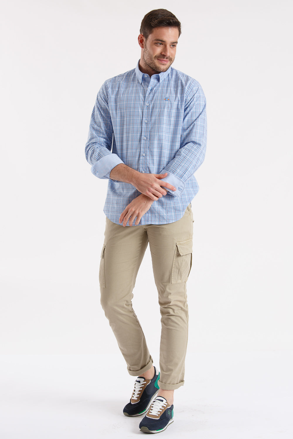 Camisa xadrez azul clara