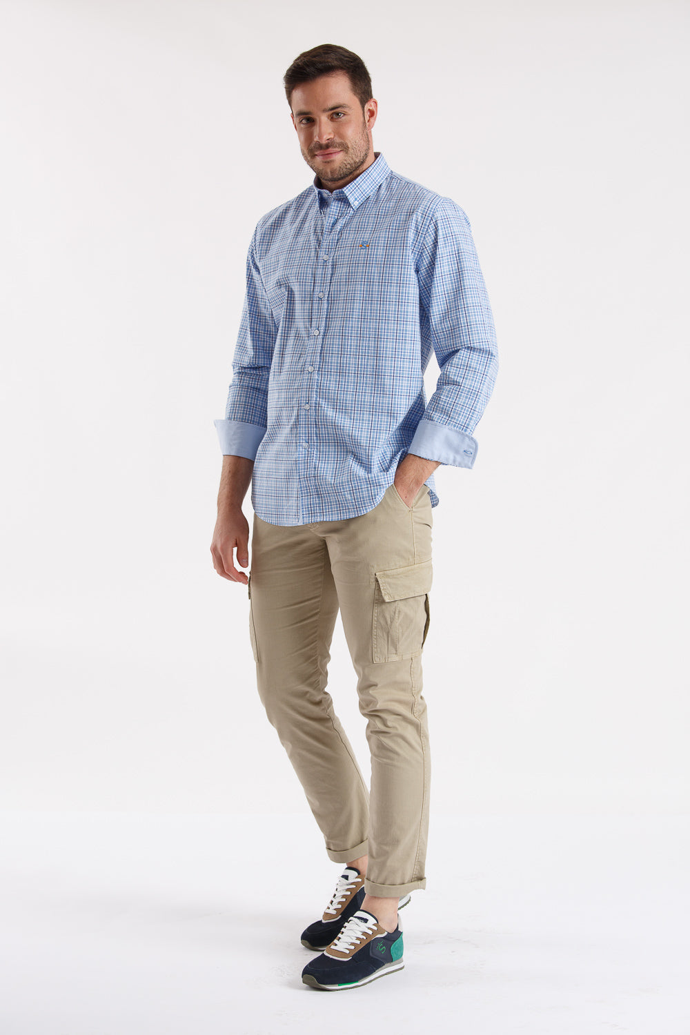 Camisa xadrez azul clara