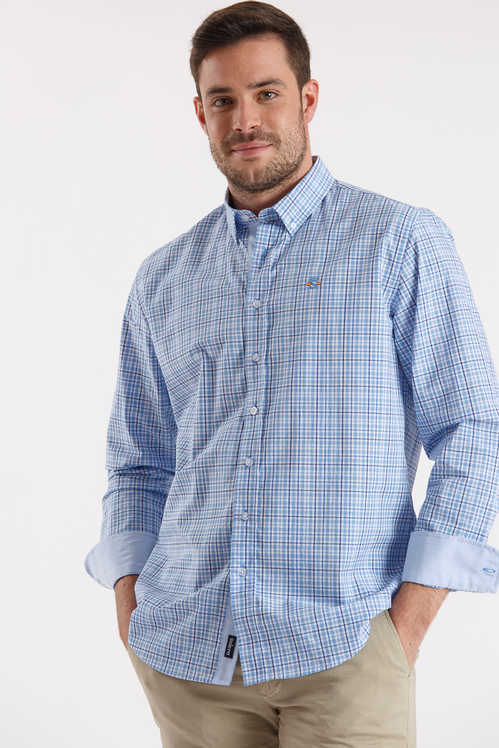 Camisa xadrez azul clara