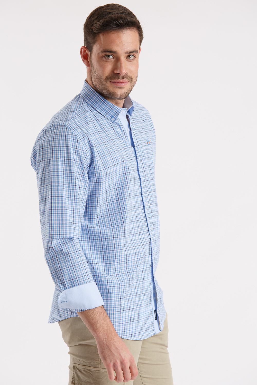 Camisa xadrez azul clara