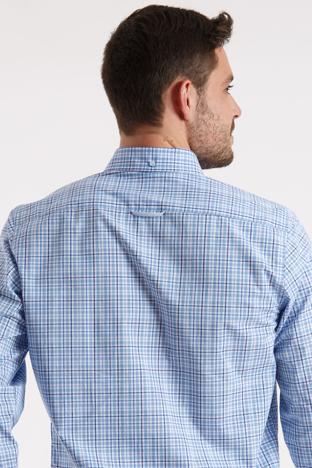 Camisa xadrez azul clara