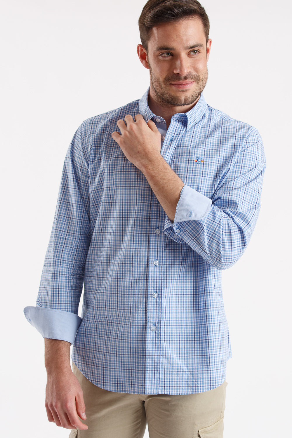 Camisa xadrez azul clara