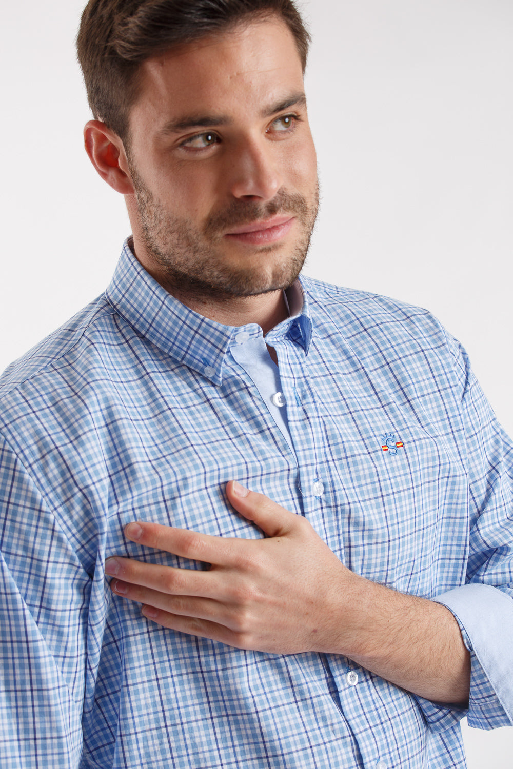 Camisa xadrez azul clara