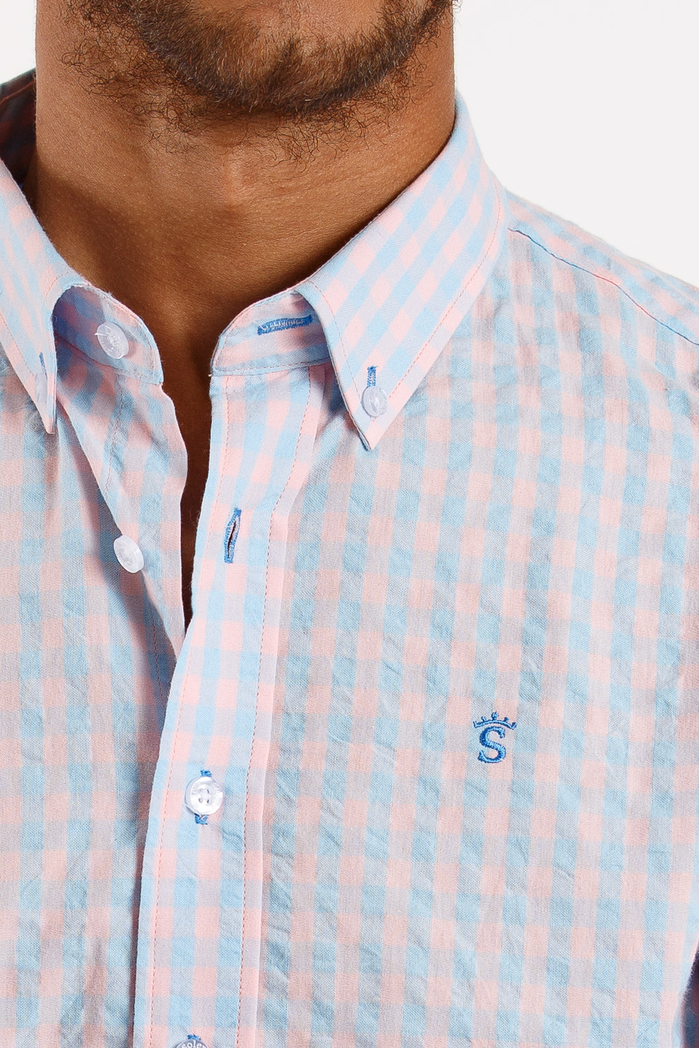 Camisa cuadro celeste