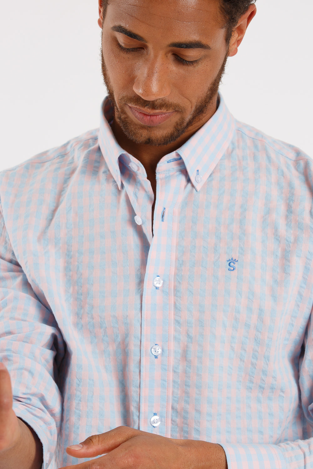 Camisa cuadro celeste