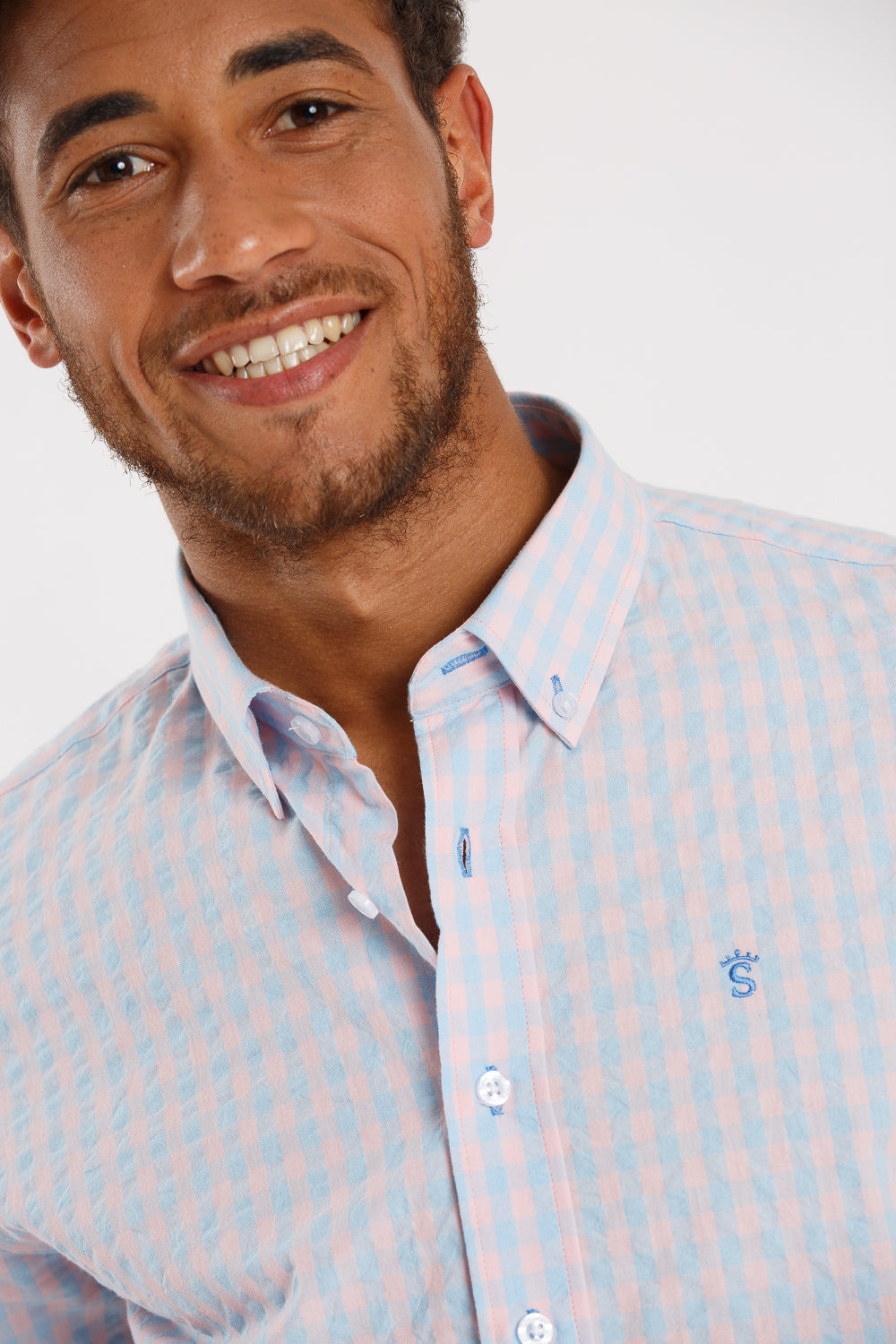 Camisa cuadro celeste
