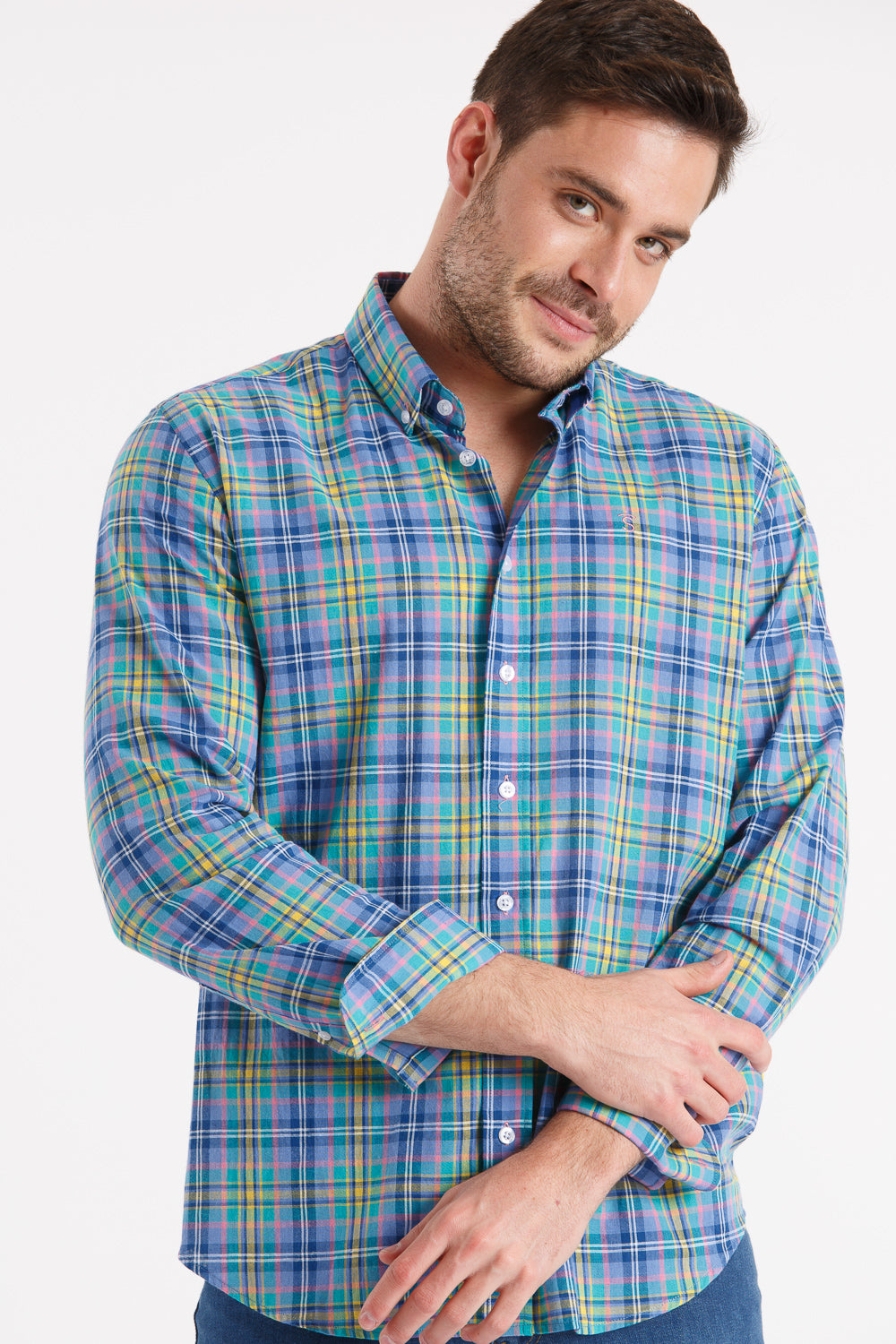 Chemise à carreaux multicolores
