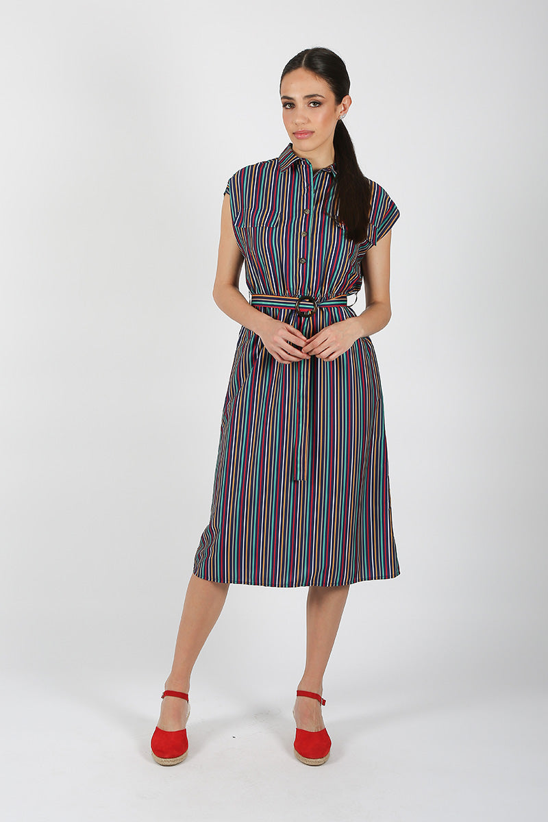 Vestido Marino Rayas Colores