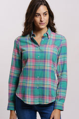 Camisa xadrez verde rosa