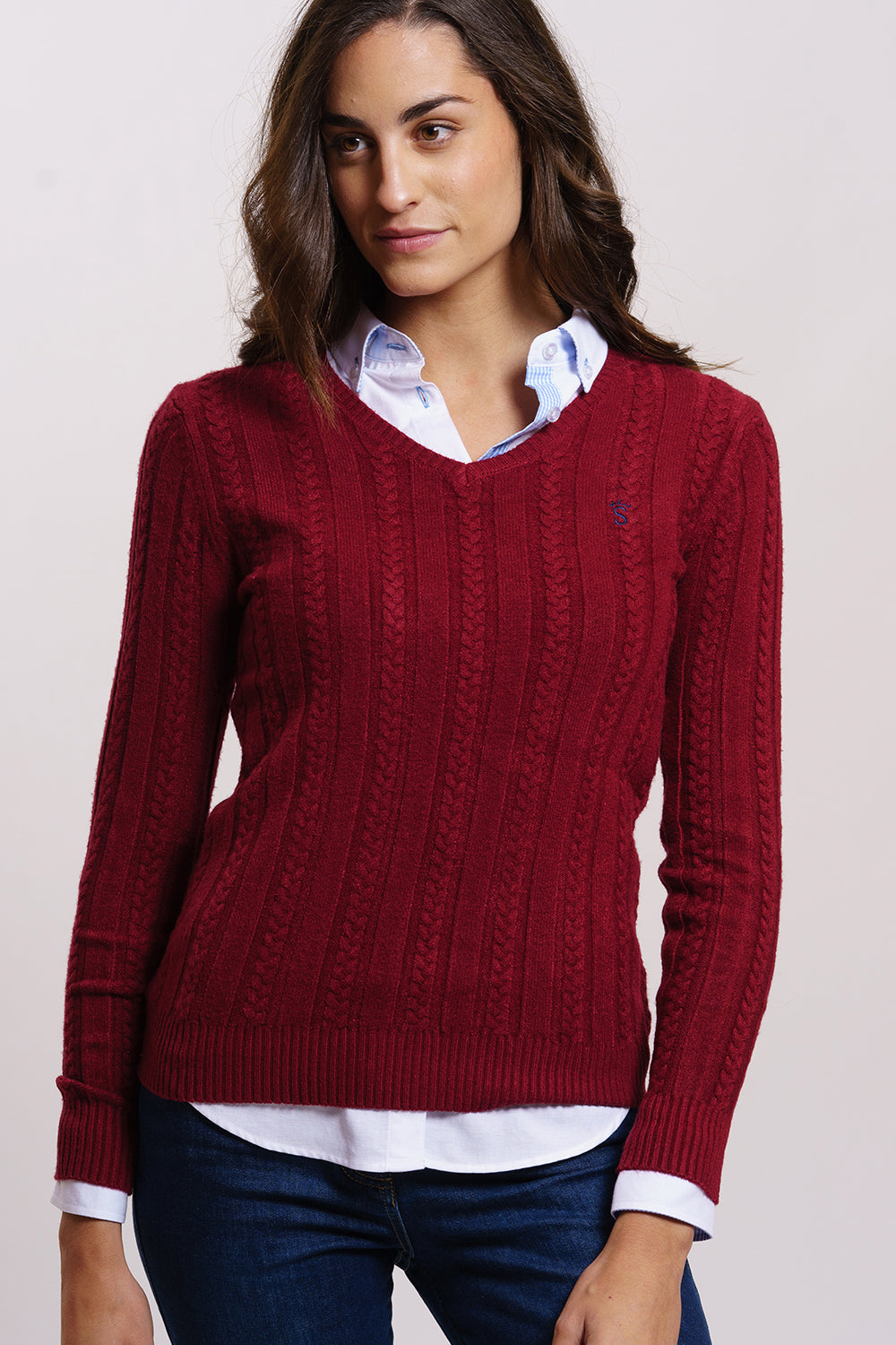 Pull huit points bordeaux